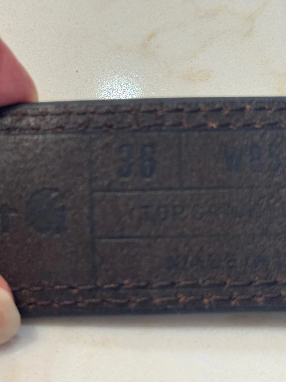 Carhartt Brown Leather Belt with Brass Buckle